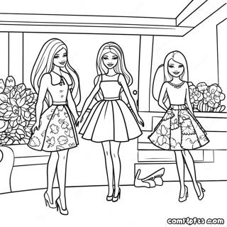 Barbie And Sisters Fashion Show Coloring Page 64063-51515