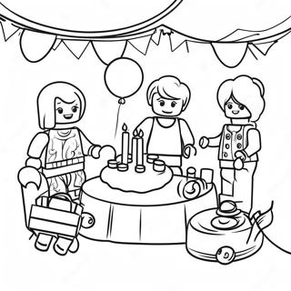 Lego Birthday Party Scene Coloring Page 64102-51544