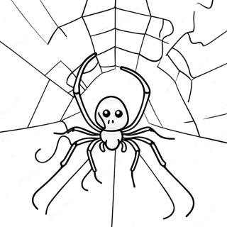 Creepy Halloween Spider Hanging From Web Coloring Page 6412-5283