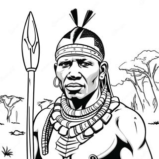 Majestic Maasai Warrior Coloring Page 64143-51576