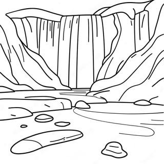 Majestic Iceland Waterfall Coloring Page 64173-51612