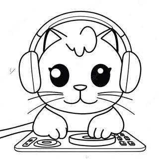 Cool Dj Catnip With Headphones Coloring Page 64243-51654