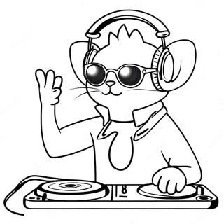 Cool Dj Catnip With Headphones Coloring Page 64243-51655