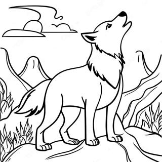 Majestic Wolf Howling Coloring Page 64343-51736