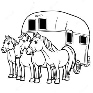 Colorful Horse Trailer With Horses Coloring Page 64373-51763