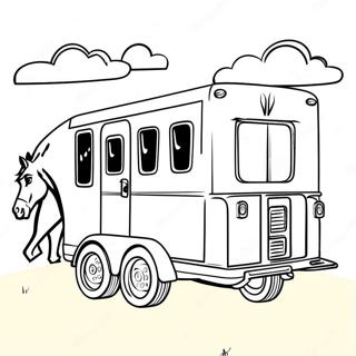 Colorful Horse Trailer With Horses Coloring Page 64373-51764