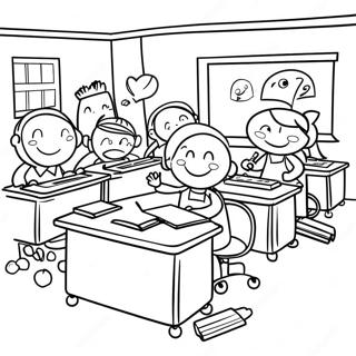 Fun 3rd Grade Classroom Coloring Page 6452-5320