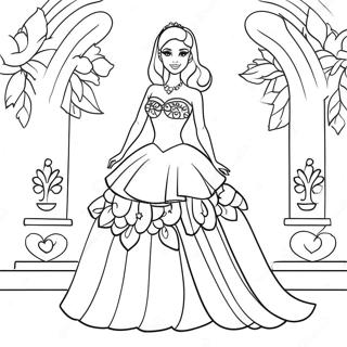 Elegant Barbie Princess In A Sparkling Dress Coloring Page 64543-51897