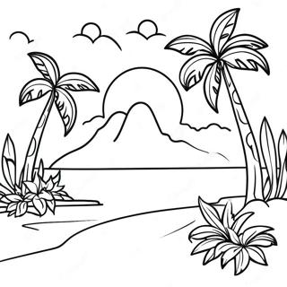 Tropical Polynesian Landscape Coloring Page 64573-51925