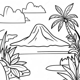 Tropical Polynesian Landscape Coloring Page 64573-51926