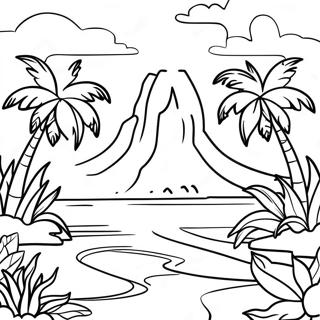 Tropical Polynesian Landscape Coloring Page 64573-51928