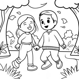 Omar And Hana Playing In The Park Coloring Page 64653-51984