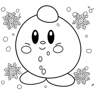 Charming Ice Kirby With Snowflakes Coloring Page 64663-51990