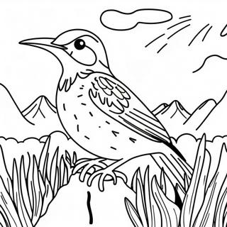 Western Meadowlark Singing Coloring Page 64702-52024