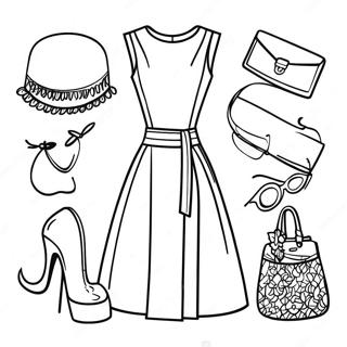 Fashionable Chic Outfit Design Coloring Page 6471-5330