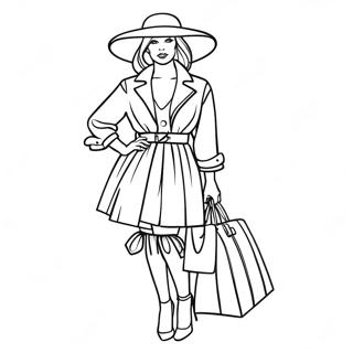 Fashionable Chic Outfit Design Coloring Page 6471-5331