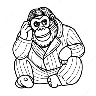 Sleepy Gorilla In Pajamas Coloring Page 64733-52050