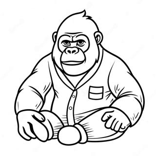 Sleepy Gorilla In Pajamas Coloring Page 64733-52052