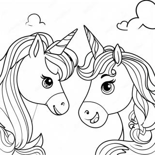 Colorful Unicorn Sisters Playing Together Coloring Page 64773-52081