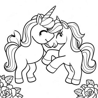 Colorful Unicorn Sisters Playing Together Coloring Page 64773-52082