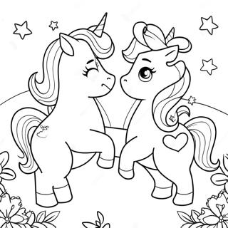 Colorful Unicorn Sisters Playing Together Coloring Page 64773-52083