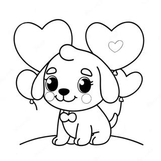 Valentines Puppy With Heart Balloons Coloring Page 64782-52092