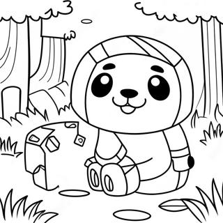 Cute Minecraft Panda In Forest Coloring Page 64843-52137