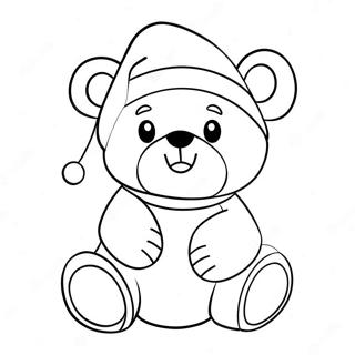 Cute Christmas Bear With Santa Hat Coloring Page 65053-52305