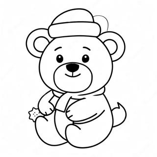 Cute Christmas Bear With Santa Hat Coloring Page 65053-52306