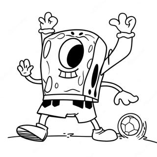 Spongebob Playing Soccer Coloring Pages