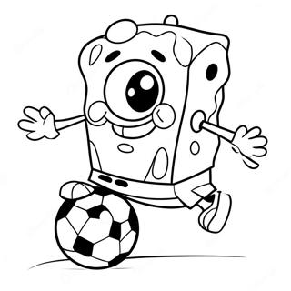 Spongebob Kicking A Soccer Ball Coloring Page 65073-52317