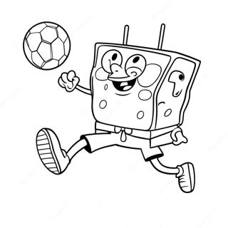 Spongebob Kicking A Soccer Ball Coloring Page 65073-52320