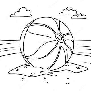 Colorful Beach Ball In The Sand Coloring Page 6512-5371