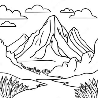 Majestic Mountain Landscape Coloring Page 65212-52422