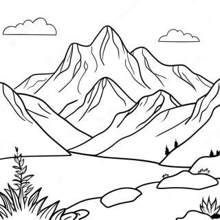 Majestic Mountain Landscape Coloring Page 65212-52424