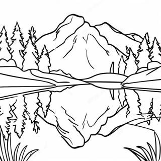 Serene Mountain Lake Reflection Coloring Page 65213-52425