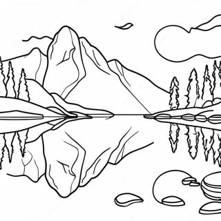 Serene Mountain Lake Reflection Coloring Page 65213-52426