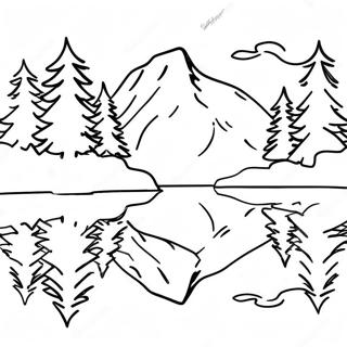 Serene Mountain Lake Reflection Coloring Page 65213-52427