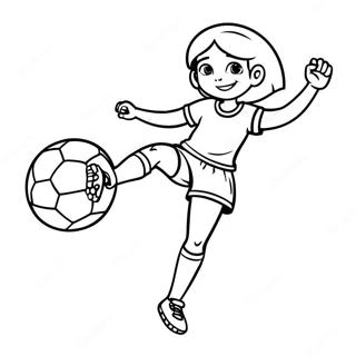 Girl Kicking A Soccer Ball Coloring Page 65223-52436