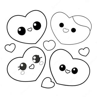 Cute Kawaii Hearts Coloring Page 65283-52481