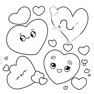 Cute Kawaii Hearts Coloring Page 65283-52482