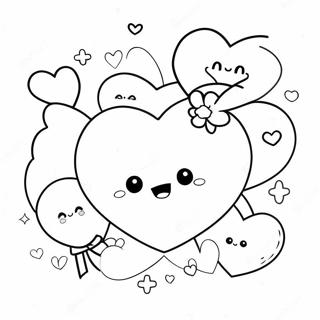 Cute Kawaii Hearts Coloring Page 65283-52483