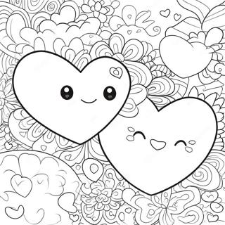 Cute Kawaii Hearts Coloring Page 65283-52484