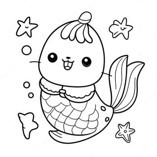 Mermaid Pusheen Coloring Pages