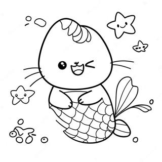 Cute Mermaid Pusheen With Starfish Coloring Page 65293-52486