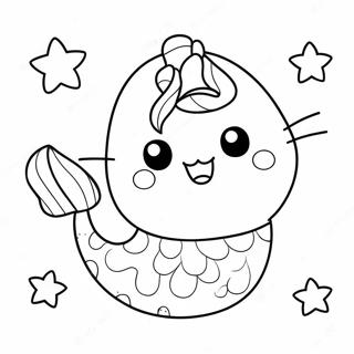 Cute Mermaid Pusheen With Starfish Coloring Page 65293-52487