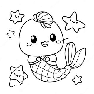 Cute Mermaid Pusheen With Starfish Coloring Page 65293-52488