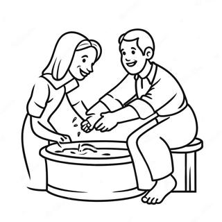 Joyful Foot Washing Scene Coloring Page 65393-52571