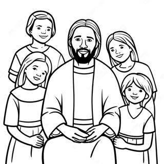 Black Jesus With Children Coloring Page 65403-52583