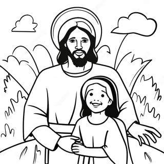 Black Jesus With Children Coloring Page 65403-52584